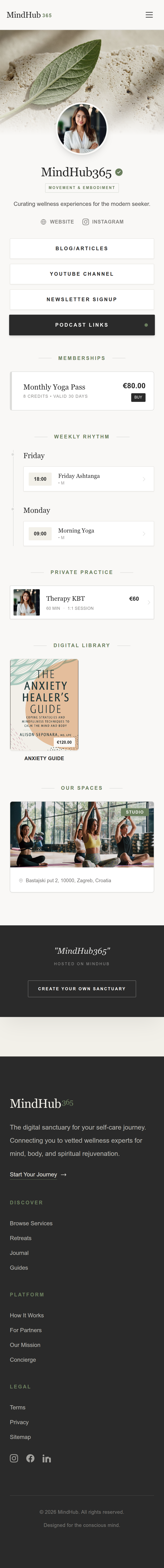 MindHub365 practitioner profile preview